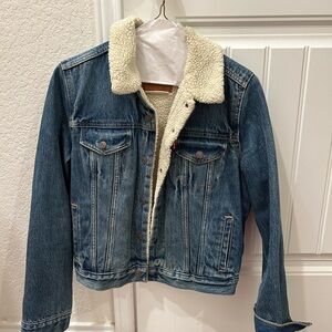 Levi's Blue and Cream Sherpa-Lined Jean Jacket
